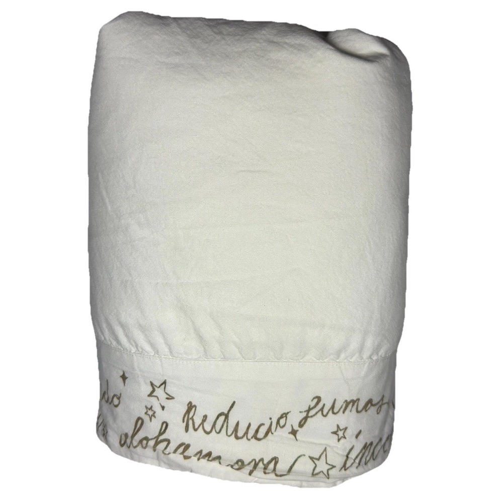 Pottery Barn Sheet Magic Spells KING Flat White Harry Potter Script